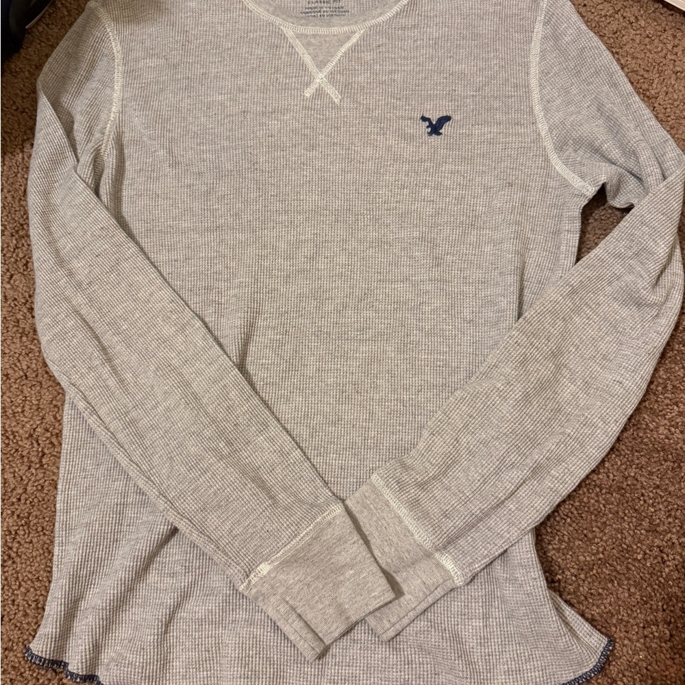 American Eagle Outfitters Light Gray Thermal Top